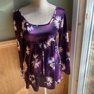 Vintage In Charge long sleeve purple floral top